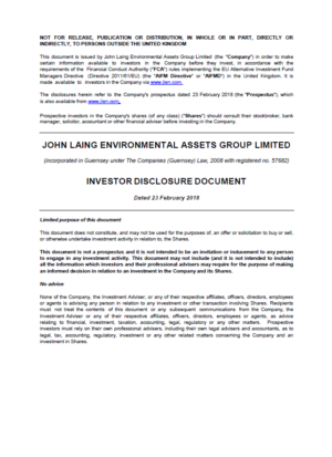 JLEN Investor Disclosure Document